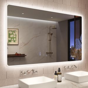 SUBZONAL-Grand Miroir-LED-Salle-de-Bain-avec-&Eacute;clairage 120x70cm, Bluetooth, Dimmable, 3 Couleurs L&eacute;g&egrave;res, Anti-bu&eacute;e, M&eacute;moire, IP44, Verre Tremp&eacute; HD, Horizontal/Vertical - Neuf