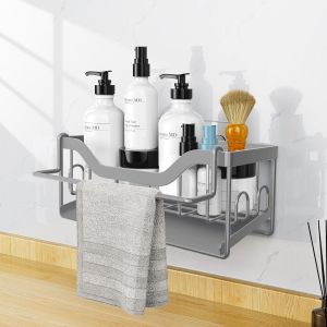 Porte Eponge Evier Cuisine,Organisateur Evier Cuisine Mural Avec Bac De Vidange,Rangement Evier Cuisine Avec Porte-Serviettes,Support Eponge Evier Cuisine Avec Adhésif (Noir) - Neuf