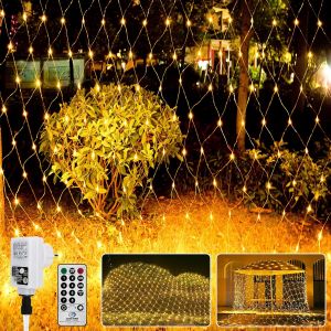 lbgwp60-s Filet - 160 Led Lumineux Filet 4 X 2M, 8 Modes Filet Lumineux Étanche Exterieur Avec Télécommande Minuterie, Dimmable Pour Noël Mariage Soirée Maison Jardin, Blanc Chaud - Neuf
