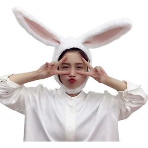 Chapeau de lapin mignon oreilles de lapin costume amusant fête cadeau chapeau décoration (lapin blanc) - Neuf