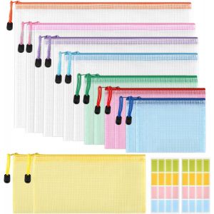 Eryi-15 Pièces Sac À Documents En Pvc - Format A4/A5/A6/B4/B5/B6/B8/Factures Avec Étiquettes - Coloré Et Étanche - Pour Documents, Cosmétiques - Neuf