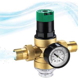 Régulateur de pression d'eau 3/4 de pouce,régulateur de pression d'eau avec manomètre d'eau et filte de maille - Neuf