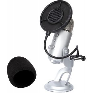 Microphone Bonnette Anti Pop en Mousse avec Filtre Anti Pop &agrave; 6 Couches Am&eacute;liorant la Qualit&eacute; Sonore par ,Micro Anti Vent Bonnette (2 Packs) - Neuf