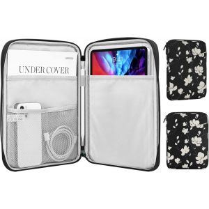 Tablette De 9-11 Pouces De Protection,Compatible Avec 11"" Ipad Air M3,Ipad A16 2025,Pro 11 M4,Ipad 10/9/8/7th,Galaxy Tab S9/S8/A8/A7,Sacoche De Protection Avec Pochette,Noir+Magnolia Blanche - Neuf