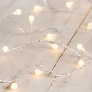 Jgd-Guirlande Lumineuse Boule &Agrave; Led Blanc Chaud Sur C&acirc;ble Transparent Avec Interrupteur Pour Int&eacute;rieur - Neuf