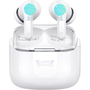 KAL-Ecouteurs Bluetooth Sans Fil, 2023 Écouteur Bluetooth 5.3 Hifi Stéréo, Ecouteurs Sans Fil Avec Cvc8.0 Antibruit Mic, Oreillette Bluetooth Sport Ip7 Étanche, 40H Casque Bluetooth Écran Led, Usb-C - Neuf