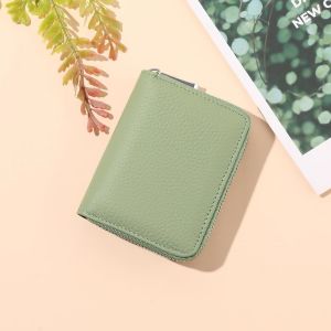 ¿Vert clair¿Cuir Véritable des Femmes porte-monnaie, Mesdames fermeture à Glissière porte-Monnaie, Femme Titulaire de la Carte RFID de Blocage - Neuf