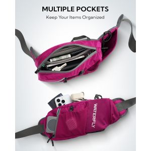 Few-Sac Banane Homme Femme: Ceinture De Course Avec Porte Bouteille Unisexe Bumbag Avec 5 Poches Petite Sacoche Banane De Sport Pour Randonnée Cyclisme Balade Ville Vacances Rose Rouge - Neuf