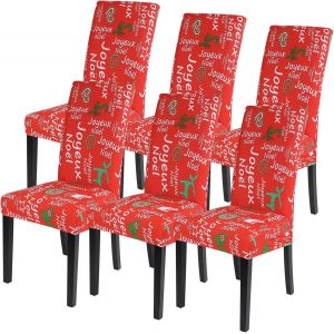 Ensemble de 6 No&euml;l Housses de Chaise (Joyeux No&euml;l), Amovible Housses de Chaise pour Salle &agrave; Manger, d'une Partie de l'H&ocirc;tel et au Banquet. - Neuf