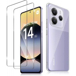 2 Pi&egrave;ces Verre Tremp&eacute; Pour Xiaomi Redmi Note 14 5g Et 1 Coque,0.33mm Film Protection &Eacute;cran,9h Duret&eacute;,Hd Transparent Vitre Protection,Antichoc Antirayures Souple Tpu Bumper Housse - Neuf