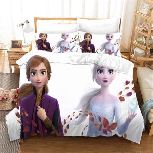Anna & Elsa Parure De Lit Et Taie D'oreiller En Microfibre Impression Num&iquest;&iquest;Rique D La Reine Des Neiges Olaf Kristoff Pour Filles Adolescentes ( - Neuf