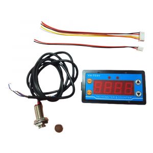 4 Numérique LED Rouge Tachymètre Compteur Jauge Moteur RPM Compteur De Vitesse + Hall Commutateur De Proximité Capteur NPN DC9-24V - Neuf