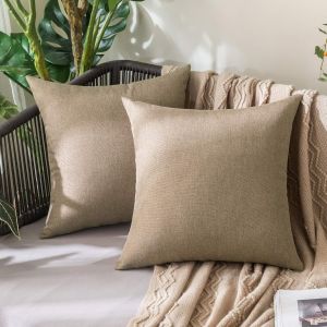 Lot de 2 Taie d'oreiller Extérieure Imperméable en Polyester Doux avec Surface Hydrofugfe Housse de Coussin de Jardin Décoratif pour Salon Chambre 45x45cm Kaki - Neuf