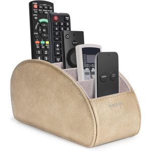Support De Télécommande Avec 5 Compartiments,Boîte De Rangement En Cuir Pu Pour Télécommande Tv, Contrôleurs De Chauffage,Lecteur Multimédia, Fournitures De Bureau (Marine Bleu) - Neuf