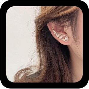 Kal-Yiendoo Boho Ailettes En Cristal Boucles D'oreilles Piercing Avec Aile En Strass Doré Boucles D'oreilles Déclaration Boucle D'oreille Simple En Perle Bijoux D'oreille Droite Pour Femmes - Neuf
