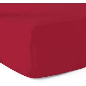 Drap-Housse 140x190 - 100% Coton - Rouge - Tissage 57 Fils/Cm2 - Lavable Jusqu'&agrave; 60&deg; - Neuf