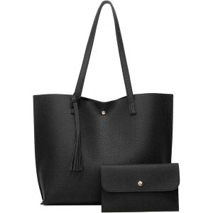 CAUC-Sac Cabas Femme Grande Capacit&eacute; Sac Fourre Tout Bandouli&egrave;re Sac &agrave; Main Shopping Femme Grand Format Sac Cabas Solide Grande Capacit&eacute; Femme, 2 Pi&egrave;ces Avec Trousse, Sacs Cours Lycee Tote Bag - Neuf
