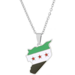 Kal-Collier Bijoux Syrie Carte Drapeau Pendentif Colliers De Mode Syriens Cadeau De Noël - Neuf