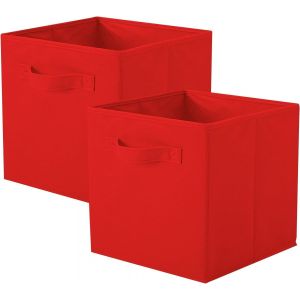 Boîtes de rangement pour placards et jouets,boîtes de rangement en tissu pliables et tiroirs de rangement en tissu,lot de 2 (Rouge) - Neuf