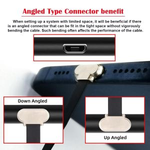 C&acirc;ble De Charge De Donn&eacute;es Plat Ultra-Fin Micro Usb 2.0 M&acirc;le Vers Micro Usb M&acirc;le 5 Broches 16 Cm Connecteur Coud&eacute; &Agrave; 90 Degr&eacute;s - Neuf