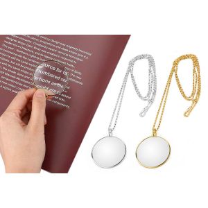 Collier loupe 5X pour la lecture et les loisirs cr&eacute;atifs - Or et argent - Neuf