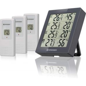 Ulteronixshop-Bresser Temeo Hygro Quadro Station M&eacute;t&eacute;o sans Fil, 3 Capteurs Ext&eacute;rieurs pour Mesurer Et Contr&ocirc;ler &Agrave; La Fois Temp&eacute;rature Et Humidit&eacute; De L&iquest;air en 4 Lieux, Gris - Neuf