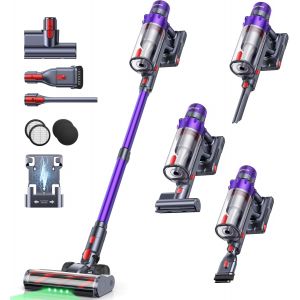 VornixorSarlshop600W 50KPa Aspirateur Balai sans Fil, 65 Mins Aspirateur sans Fil Puissant avec Brosse Matelas, Charge Murale et &Eacute;cran LED, Auto Aspirateur Balai pour Poils d&iquest;Animaux/Sols Durs/Tapis/ - Neuf
