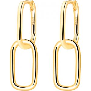 Kal-Boucles D'oreilles Argent 925 Cr&eacute;oles Double Ellipse Boucles D'oreilles Suspendues Ellipse Femme Huggie Boucles D'oreilles Pour Maman Amie Adolescente Fille Soeur Femme Cadeau D'anniversaire - Neuf