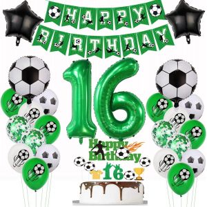 Football Décoration 16 Ans Anniversaire Garçons Ballon 16 Ans Anniversaire Vert Football Décoration Anniversaire Garçons 16 Ans Football Décoration 16 Ans Décoration De Football De Fête - Neuf