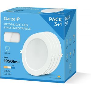 ERYI-- Pack De 3+1 Downlights Encastrables Led 18 W, 6500 K (Lumière Froide), Ø220 X 29 Mm, 120°, Plafonnier Plat Blanc Pour Salle De Bain, Salon, Cuisine - Neuf