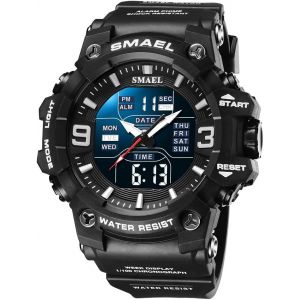 Homme Outdoor Sport Digitale Etanche Montre Led &Eacute;lectronique Alarme Double Temps 12h/24h Analogique Quartz Militaires Plastique Caisse Montres Et Caoutchouc Ruban.[J947] - Neuf