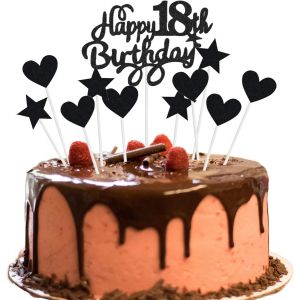 TIANYI-Décoration d'anniversaire du 18e anniversaire pour fille u2013 Guirlande noire et rouge, ballons et confettis pour décoration de fête d'anniversaire 18e - Neuf