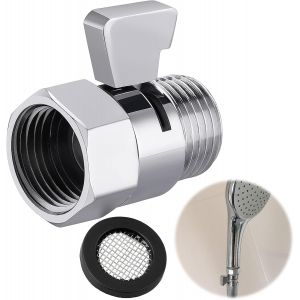 Stop Douche, Vanne D'arr&ecirc;t Pour Pomme De Douche Vanne D'angle, d&iquest;Arr&ecirc;t Chrome G1/2 Universelle, Bouton Stop Douchette Laiton Anti-Fuite, 1/2 Chrom&eacute; pour Tuyau, Pommeau et Poire - Neuf