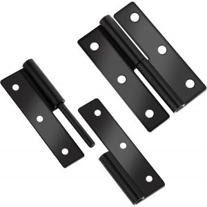 Lot de 2 charni&egrave;res de porte arrondies noires mates, 6,3 cm, en acier inoxydable, amovibles, antirouille, pas de couinement, robustes - Neuf