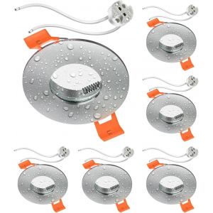 KAL-6 Cadres D'Encastrement Au Plafond Pour Salle De Bain Erid, Pièce Humide, Salle De Bain, Ip44, Rond, Aluminium Mat, Douille Gu5.3 Incluse - Neuf