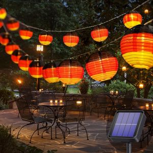 KAL-Lumières Solaires Avec Drapeaux Allemands - 8M 30 Led Lumières De Conte De Fées, Pour La Décoration De La Journée De L'Unité Allemande, Cour, Terrasse, Jardin, Décoration De Fête (Blanc - Neuf