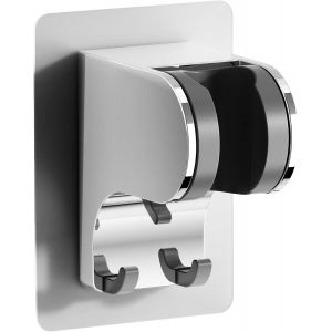 KAL-Barre De Douche Sans Perçage - Support Mural Pour Pommeau De Douche Avec Angle Réglable - Support Universel Pour Pommeau De Douche Sans Perçage - Chromé - 1 Pièce - Neuf