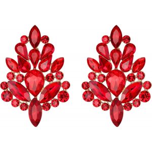 Kal-Boucles D'oreilles Superbe Cristal Strass Art Déco Boucles D'oreilles Feuille Pour Femme Fille Bijoux Cocktail Fête Champagne - Neuf