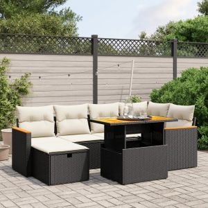 Prolenta Premium - Salon De Jardin 7 Pcs Avec Coussins Noir R&eacute;sine Tress&eacute;e - Neuf
