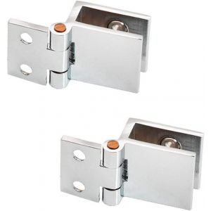 Lot de 2 charni&egrave;res de porte en verre 0&deg; pour porte de douche, sans per&ccedil;age, pour armoire de douche de salle de bain de 5 &agrave; 8 mm d'&eacute;paisseur - Neuf
