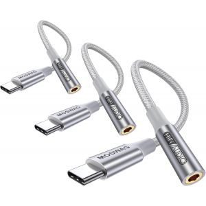 LORANKA-Adaptateur de Prise de Casque &agrave; 3,5mm, Adaptateur &Eacute;couteur USB C Jack 3.5mm en Nylon, Adaptateur Jack USB Type C avec DAC pour Samsung Galaxy s24 22 S20 Ultra S20, Pixel 4 3 2 XL, iPad Pro - Neuf