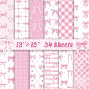 24 Feuilles De Papier De Scrapbooking D&eacute;coratif D&eacute;coupage De Papier Cartonn&eacute; Noeud - Neuf