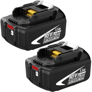 MEVRONISSHOP-2 Pi&egrave;ces18V 5500Ah Batterie Remplacement pour Makita Batterie 18V 5.5Ah Compatible pour Makita BL1850B BL1860B BL1850 BL1840 BL1830 BL1860 BL1835 BL1845 BL1820B avec Indicateur LED - Neuf