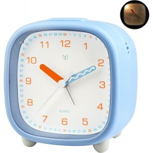 Kal-Réveil Enfant Garçon Fille, Réveil Matin Silencieux Sans Tic-Tac, Original Analogique Alarme Lumineux Snooze Réveil Chevet (Bleu) - Neuf