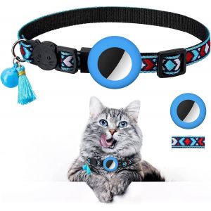 Bleu - Le Tracker N'est Pas Inclus (Hors Airtag) Collier Pour Chat, Collier Pour Chat Avec Clochette Et Fermeture De Sécurité, Collier Pour Chat Réglable, Collier Pour Chat Avec Boîte - Neuf