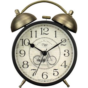 Eryi-Réveil Analogique Rétro À Quartz Silencieux Sans Tic-Tac Avec Lumière De Nuit, Petite Horloge De Bureau Pour Table De Chevet, Fonctionne Avec Piles (Vélo) - Neuf
