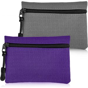 Rfcbc-2 Pièces Porte-Monnaie, Porte-Monnaie À Fermeture Éclair Femmes Oxford Tissu Petit Porte-Monnaie Fille Garçon Porte-Monnaie Portable Mini Pochette À Monnaie Pour Femmes Hommes (Violet + Gris) - Neuf
