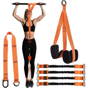 Bandes &Eacute;lastiques &Agrave; La Traction, Kit Elastique Musculation Avec R&eacute;sistance Et Hauteur R&eacute;glables, Avec Deux P&eacute;dales De Repose-Pieds Stables Pour D&eacute;butants En Entra&icirc;nement &Agrave; La Traction - Neuf
