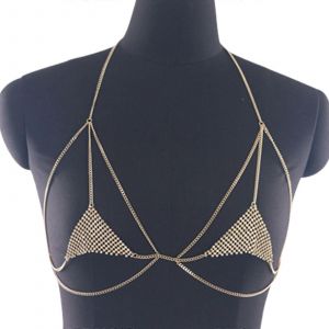 For Rhinestone Chest Bracket Bras Chain Neckerchief Body Jewelry Chain Jewelry S - Neuf