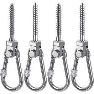 Ulteronixshop-4pcs Crochet De Hamac, M10 X 68mm Accroche De Balan&ccedil;oire Avec Mousqueton Fixation Fauteuil Suspendu Pivot Ensemble Support Fixation Plafond Poutre Pour Corde Yoga/Sac Frappe/Sac Sable,1 - Neuf